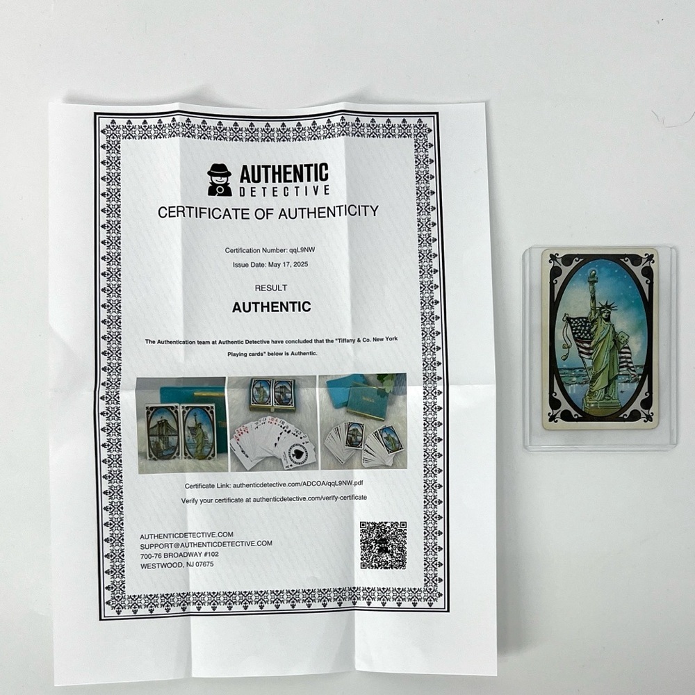 Tiffany & Co. Statue of Liberty card authenticated